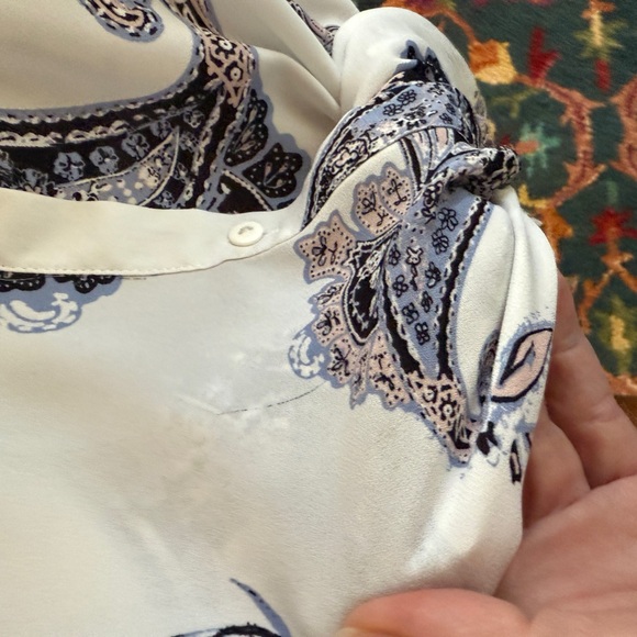 Paisley Lightweight Button-Up Tie Front Blouse (DR2) XL - Picture 8 of 12